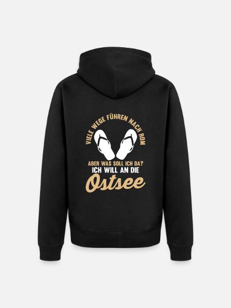 Ich will an die Ostsee - Unisex Premium Bio Zip Hoodie - Schwarz