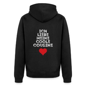 Ich liebe meine coole Cousine - Unisex Premium Bio Zip Hoodie - Schwarz - Hinten - Nico (187cm)