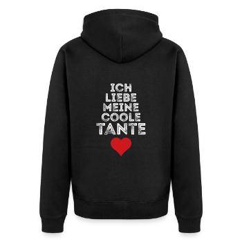Ich liebe meine coole Tante - Unisex Premium Bio Zip Hoodie - Schwarz - Hinten - Nico (187cm)