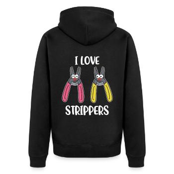 J’aime les strip-teaseuses Electrician Gift - Veste à capuche bio Premium Unisexe - noir - Dos - Nico (187cm)