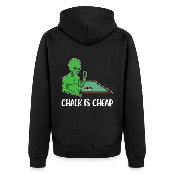 Chalk Is Cheap Billiard Gift - Unisex Premium Organic Zip Hoodie - black - Back - Nico (187cm)