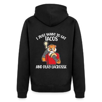 Taco Lacrosse Lacrosse Gift - Unisex Premium Organic Zip Hoodie - black - Back - Nico (187cm)