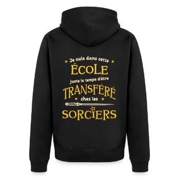Cadeau rentrée cp ou maternelle maître d'école - Veste à capuche bio Premium Unisexe - noir - Dos - Nico (187cm)