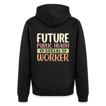 Futur travailleur social en santé publique - Veste à capuche bio Premium Unisexe - noir - Dos - Nico (187cm)