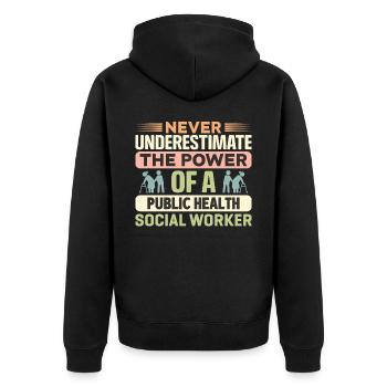 Le pouvoir du travailleur social en santé publique - Veste à capuche bio Premium Unisexe - noir - Dos - Nico (187cm)