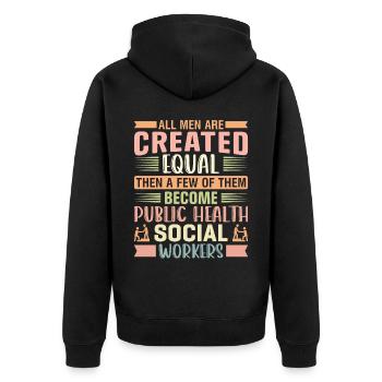 All Men Are Created Equal Public Health - Unisex Premium Bio Zip Hoodie - Schwarz - Hinten - Nico (187cm)