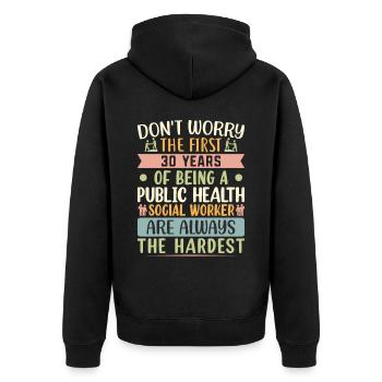 Être travailleur social en santé publique - Veste à capuche bio Premium Unisexe - noir - Dos - Nico (187cm)