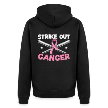 Strike Out Cancer Baseball Player Breast Cancer - Unisex Premium Organic Zip Hoodie - black - Back - Nico (187cm)