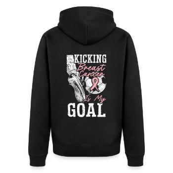 Kicking Breast Cancer Is My Goal Breast Cancer - Unisex Premium Organic Zip Hoodie - black - Back - Nico (187cm)