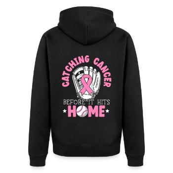 Catching Cancer Before It Hits Home Breast Cancer - Unisex Premium Organic Zip Hoodie - black - Back - Nico (187cm)