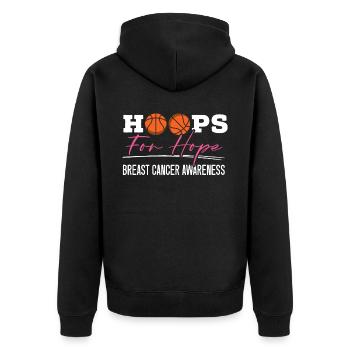 Hoops For Hope Basketballspieler Brustkrebs - Unisex Premium Bio Zip Hoodie - Schwarz - Hinten - Nico (187cm)