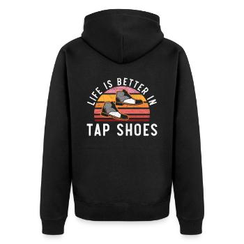 Das Leben ist besser in Stepphosen Stepptänzer Stepptanz - Unisex Premium Bio Zip Hoodie - Schwarz - Hinten - Nico (187cm)