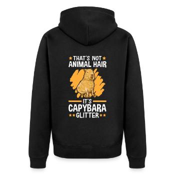 Capybara Glitzer südamerikanisches Capybara - Unisex Premium Bio Zip Hoodie - Schwarz - Hinten - Nico (187cm)