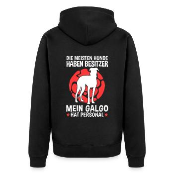 Mein Galgo Espanol hat Personal Spanien Windhund - Unisex Premium Bio Zip Hoodie - Schwarz - Hinten - Nico (187cm)