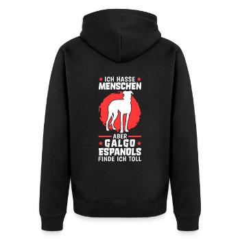 Galgo Espanol finde ich toll Spanien Windhund - Unisex Premium Bio Zip Hoodie - Schwarz - Hinten - Nico (187cm)