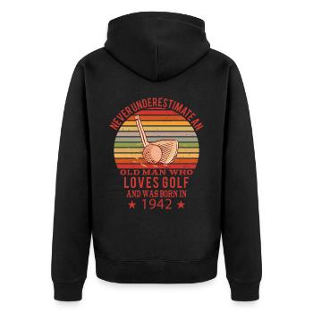 Golfeur Golfeur né en 1942 Anniversaire - Veste à capuche bio Premium Unisexe - noir - Dos - Nico (187cm)