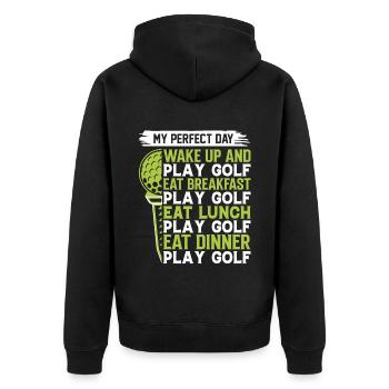 Ma journée parfaite Réveillez-vous et jouez au golf - Veste à capuche bio Premium Unisexe - noir - Dos - Nico (187cm)