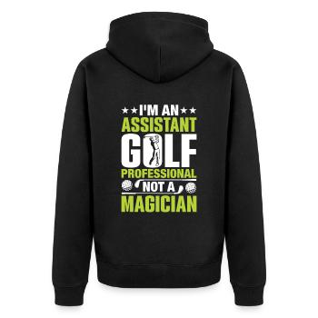 In the An Assistant Golf Professional Not a Magician - Unisex Premium Organic Zip Hoodie - black - Back - Nico (187cm)