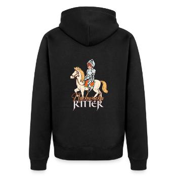 Ritter Junge - Nachwuchs Ritter - Unisex Premium Bio Zip Hoodie - Schwarz - Hinten - Nico (187cm)
