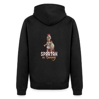 Sparta Krieger Junge - Spartan in Training - Unisex Premium Bio Zip Hoodie - Schwarz - Hinten - Nico (187cm)