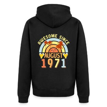 Millésime août 1971 - Veste à capuche bio Premium Unisexe - noir - Dos - Nico (187cm)