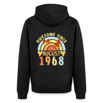 August 1968 vintage - Unisex Premium Organic Zip Hoodie - black - Back - Nico (187cm)