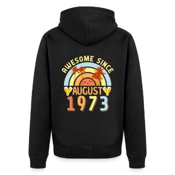 August 1973 Vintage - Unisex Premium Organic Zip Hoodie - black - Back - Nico (187cm)