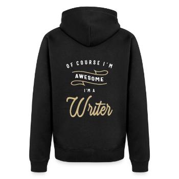 Emploi d’écrivain Profession Travailleur d’anniversaire - Veste à capuche bio Premium Unisexe - noir - Dos - Nico (187cm)
