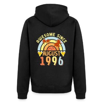 Month of birth August 1996 - Unisex Premium Organic Zip Hoodie - black - Back - Nico (187cm)