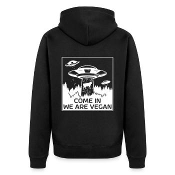 Alien Galaxy Ufo Außerirdische Raumschiff Weltall - Unisex Premium Bio Zip Hoodie - Schwarz - Hinten - Nico (187cm)
