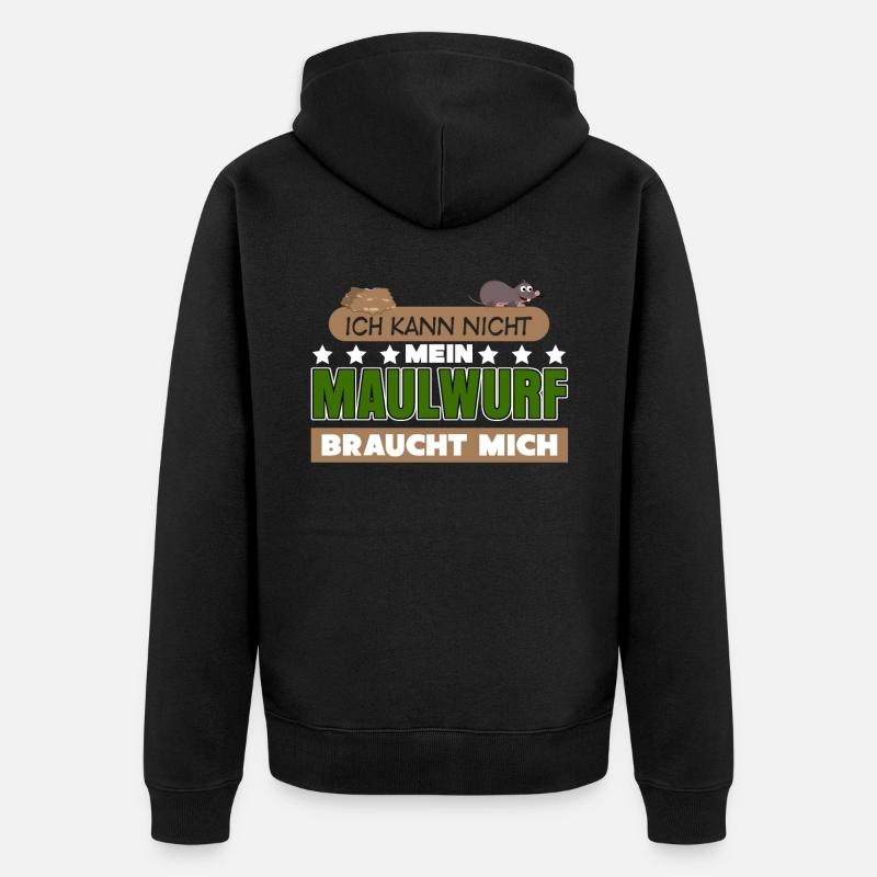 Maulwurf Spruch Mole Maulwürfe - Unisex Premium Bio Zip Hoodie - Schwarz