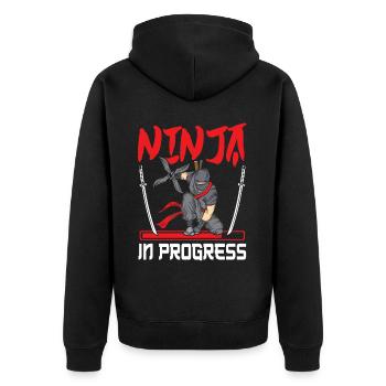 Ninja - Unisex Premium Organic Zip Hoodie - black - Back - Nico (187cm)