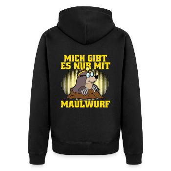 Maulwurf Mole Witz Maulwürfe - Unisex Premium Bio Zip Hoodie - Schwarz - Hinten - Nico (187cm)