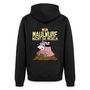 Maulwurf Maulwurfshügel Mole Maulwürfe - Unisex Premium Bio Zip Hoodie - Schwarz - Hinten - Nico (187cm)