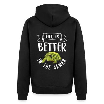Turtle - Unisex Premium Organic Zip Hoodie - black - Back - Nico (187cm)
