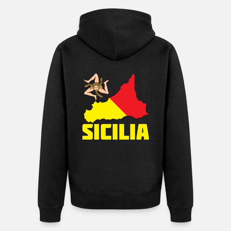 Sicile Drapeau Armoiries Sicile - Veste à capuche bio Premium Unisexe - noir