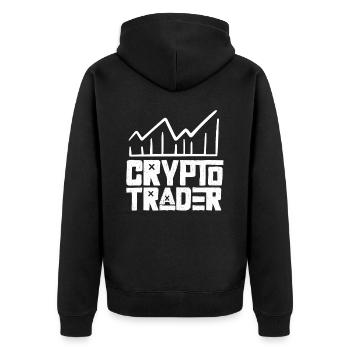 Krypto Händler Traden Crypto Trading Trader - Unisex Premium Bio Zip Hoodie - Schwarz - Hinten - Nico (187cm)