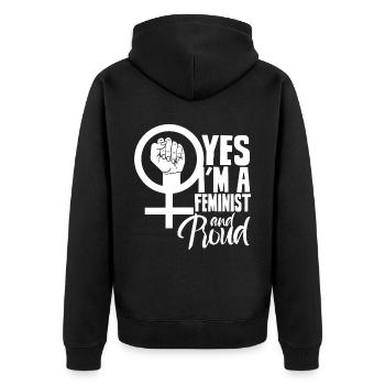 Oui, je suis féministe et fière des femmes - Veste à capuche bio Premium Unisexe - noir - Dos - Nico (187cm)
