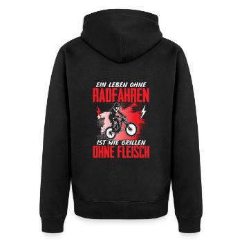 Leben Ohne Radfahren Grillen Ohne Fleisch Biker - Unisex Premium Bio Zip Hoodie - Schwarz - Hinten - Nico (187cm)