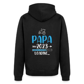 Papa 2023 Loading Schwangerschaft - Unisex Premium Bio Zip Hoodie - Schwarz - Hinten - Nico (187cm)