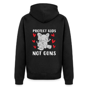 Protect Kids Not Guns - Unisex Premium Bio Zip Hoodie - Schwarz - Hinten - Nico (187cm)