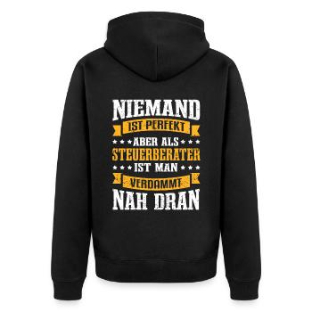 Niemand ist perfekt - Steuerberater Steuerberatung - Unisex Premium Bio Zip Hoodie - Schwarz - Hinten - Nico (187cm)