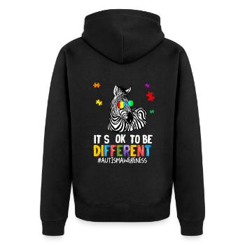 Autismus Geschenk Autist Asperger ADHS Autism - Unisex Premium Bio Zip Hoodie - Schwarz - Hinten - Nico (187cm)