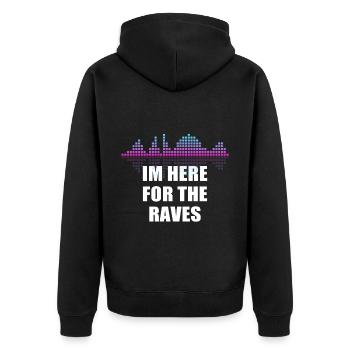 DJ Geschenk Musik Discjockey Disco Techno Rave - Unisex Premium Bio Zip Hoodie - Schwarz - Hinten - Nico (187cm)