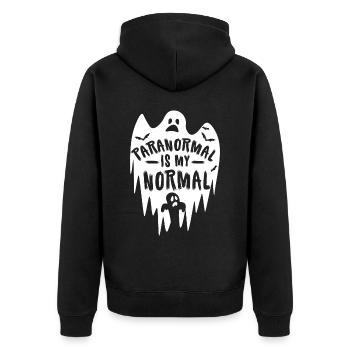 Halloween Tshirt Halloweenparty Mörder Killer Tod - Unisex Premium Bio Zip Hoodie - Schwarz - Hinten - Nico (187cm)