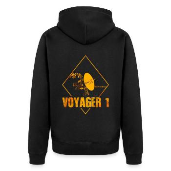 Voyager 1 - Interstellare Weltraum Sonde - Unisex Premium Bio Zip Hoodie - Schwarz - Hinten - Nico (187cm)