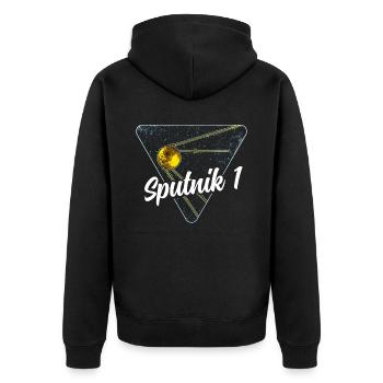 Sputnik 1 Satellit - Unisex Premium Bio Zip Hoodie - Schwarz - Hinten - Nico (187cm)
