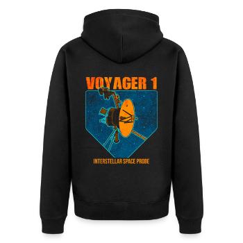 Voyager 1 Weltraum Sonde - Unisex Premium Bio Zip Hoodie - Schwarz - Hinten - Nico (187cm)