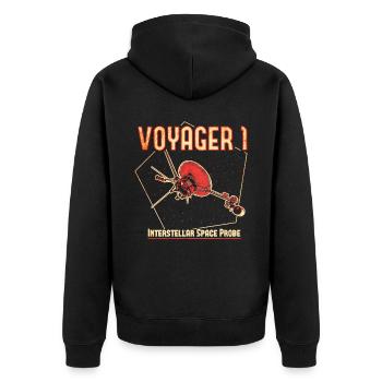 Voyager 1 Space Probe - Unisex Premium Organic Zip Hoodie - black - Back - Nico (187cm)