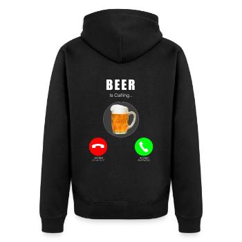 Bier ruft / Beer Is Calling - Unisex Premium Organic Zip Hoodie - black - Back - Nico (187cm)